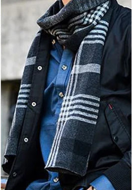 Men's Plaid & Striped Scarf