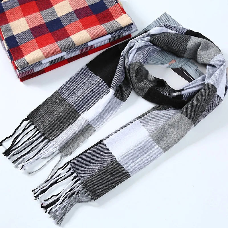 Men's Plaid & Striped Scarf