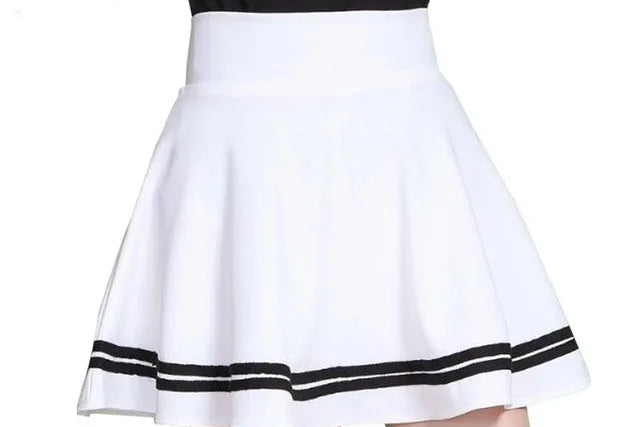Plain And Striped Mini Skirt
