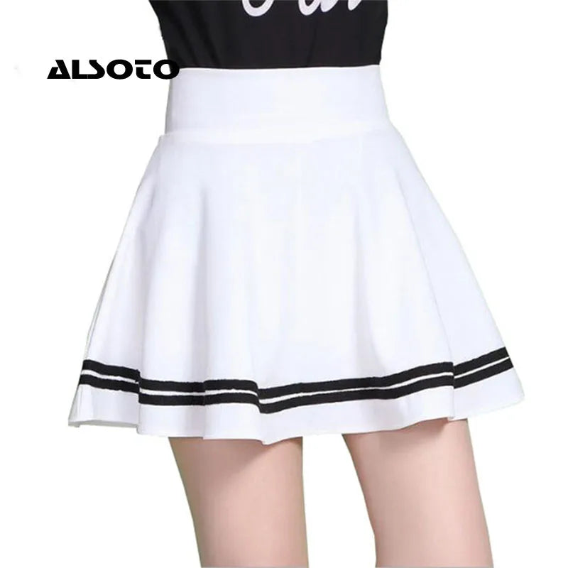 Plain And Striped Mini Skirt