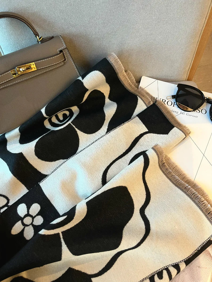 Elegant Flowers Soft Pashmina Long Shawl Scarf