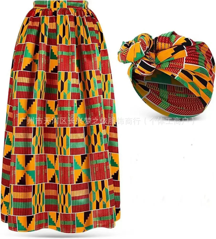 African Long Print Maxi Ankle-Length Skirt