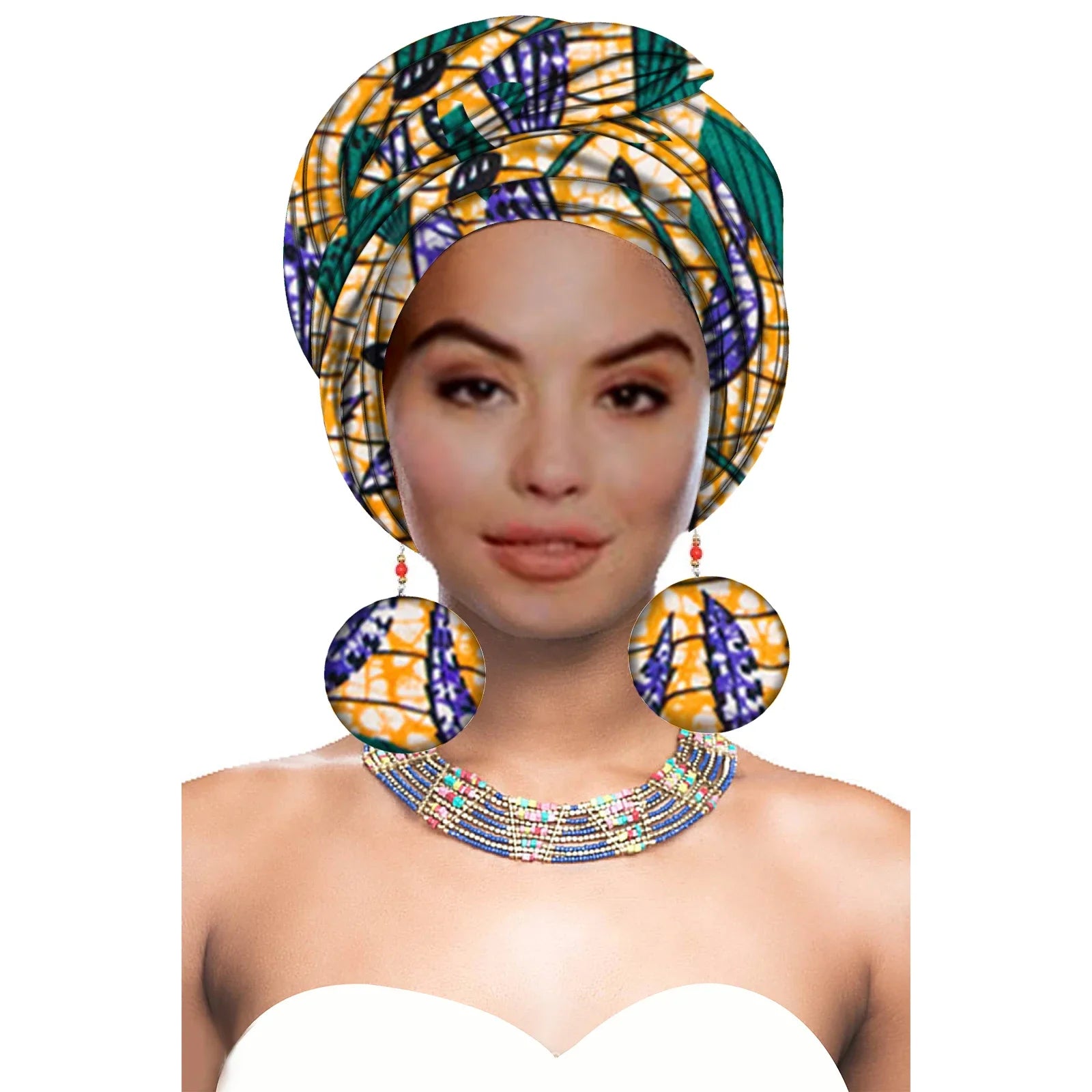 African Headwrap with Matching Earrings
