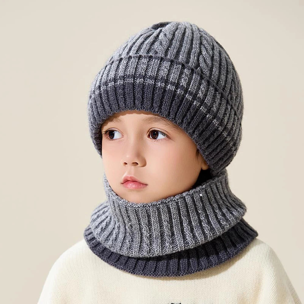 Children's Knitted Wool Hat & Scarf Set
