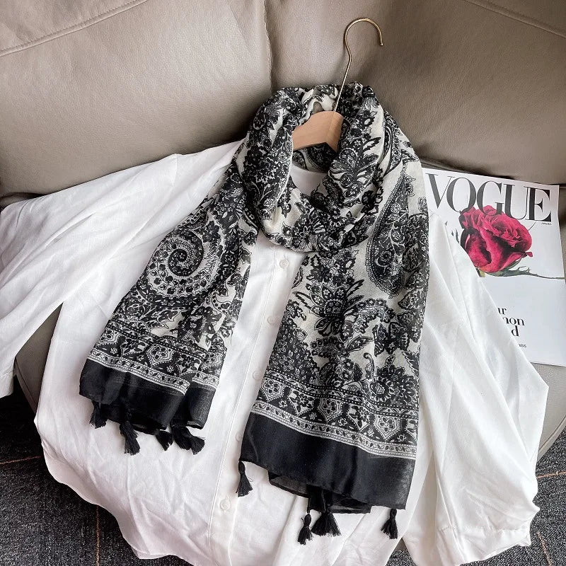 Women's Bohemia Hijab Tassel Foulard Pashmina Headscarf