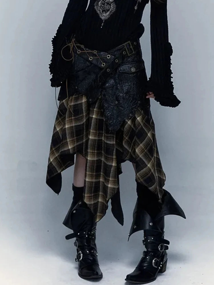 Midi Retro Gothic Punk Skirt