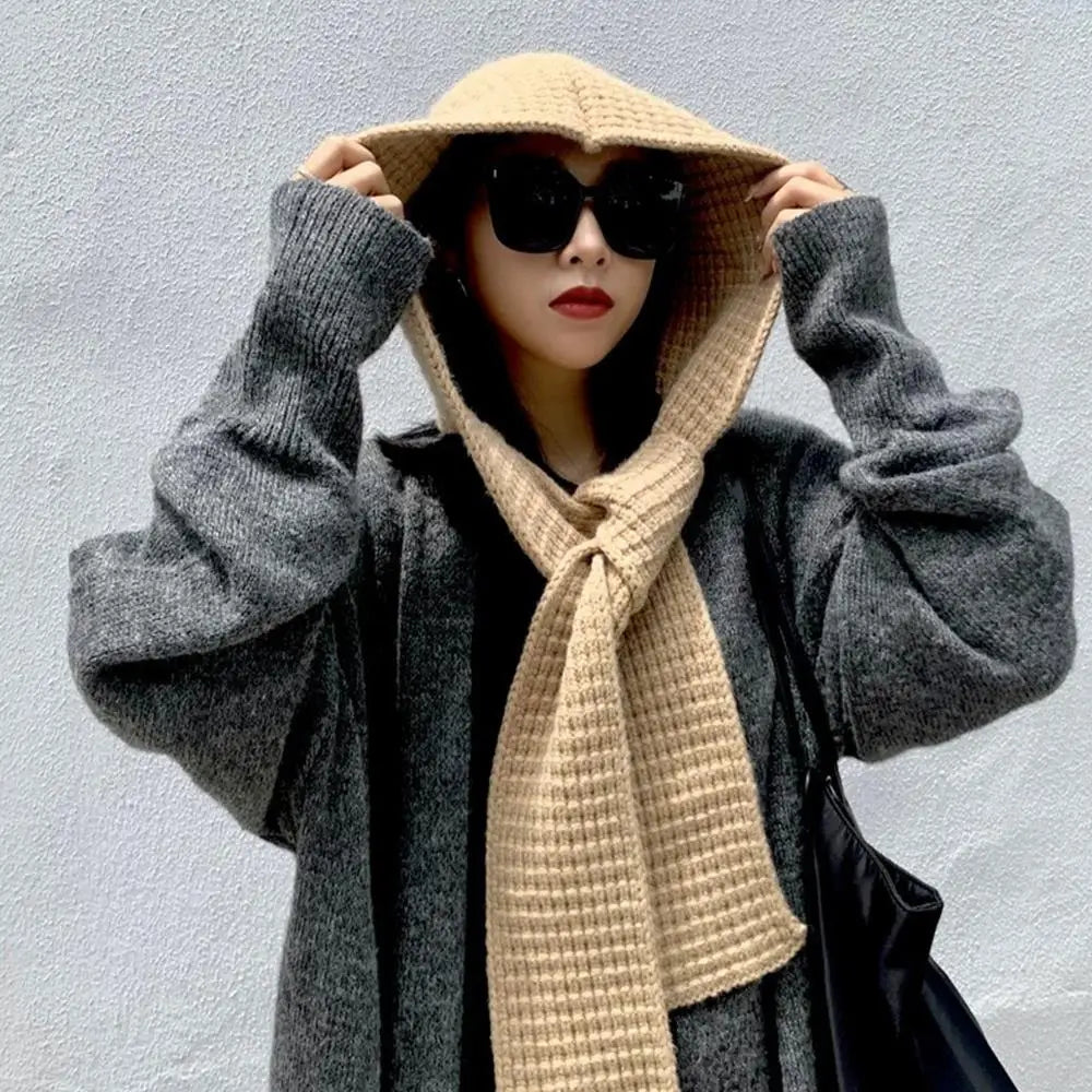 Casual Knit Hooded Scarf