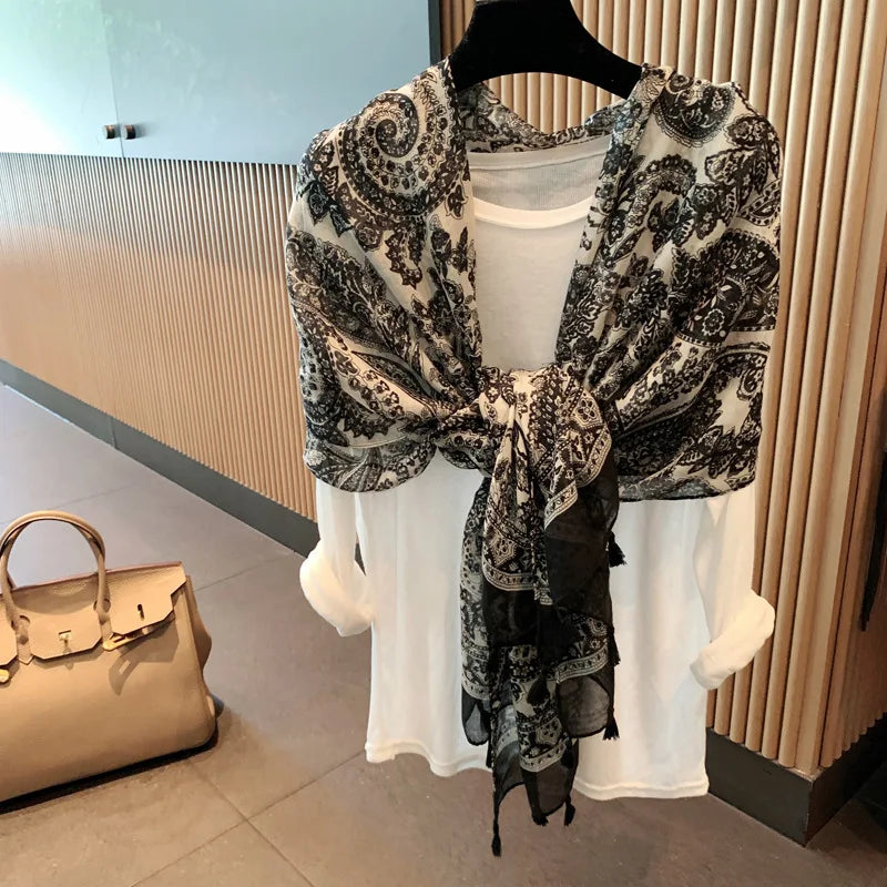 Women's Bohemia Hijab Tassel Foulard Pashmina Headscarf