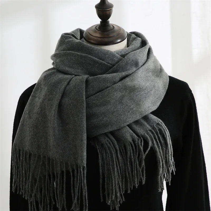 Unisex Cashmere Pashmina Scarf With Tassels