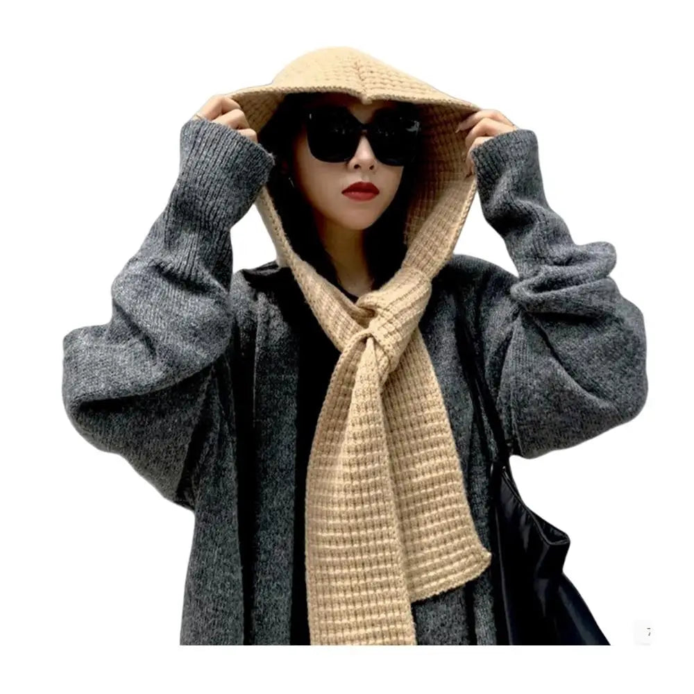 Casual Knit Hooded Scarf