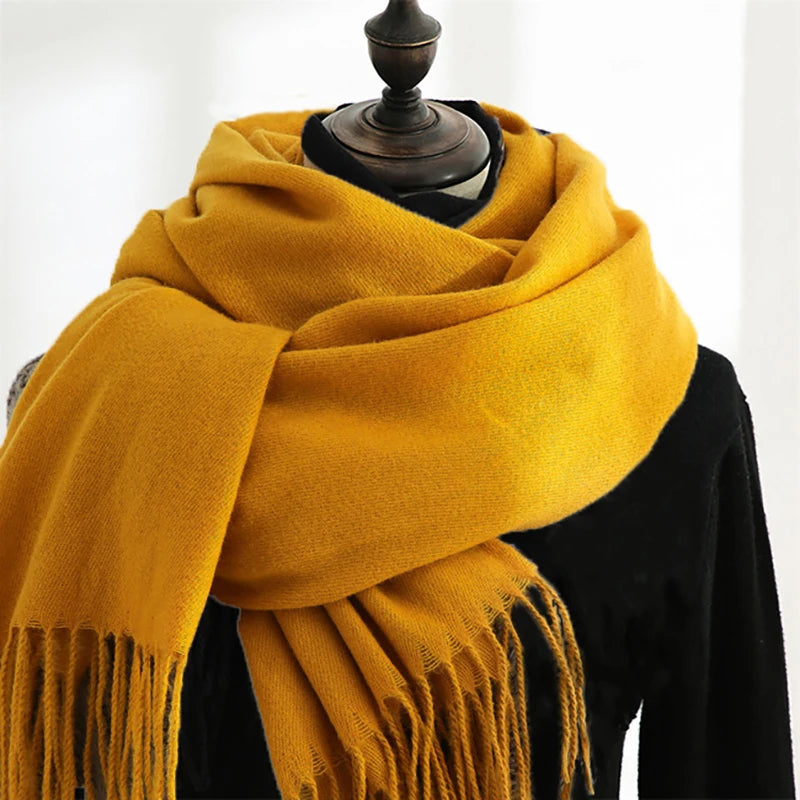 Unisex Cashmere Pashmina Scarf With Tassels
