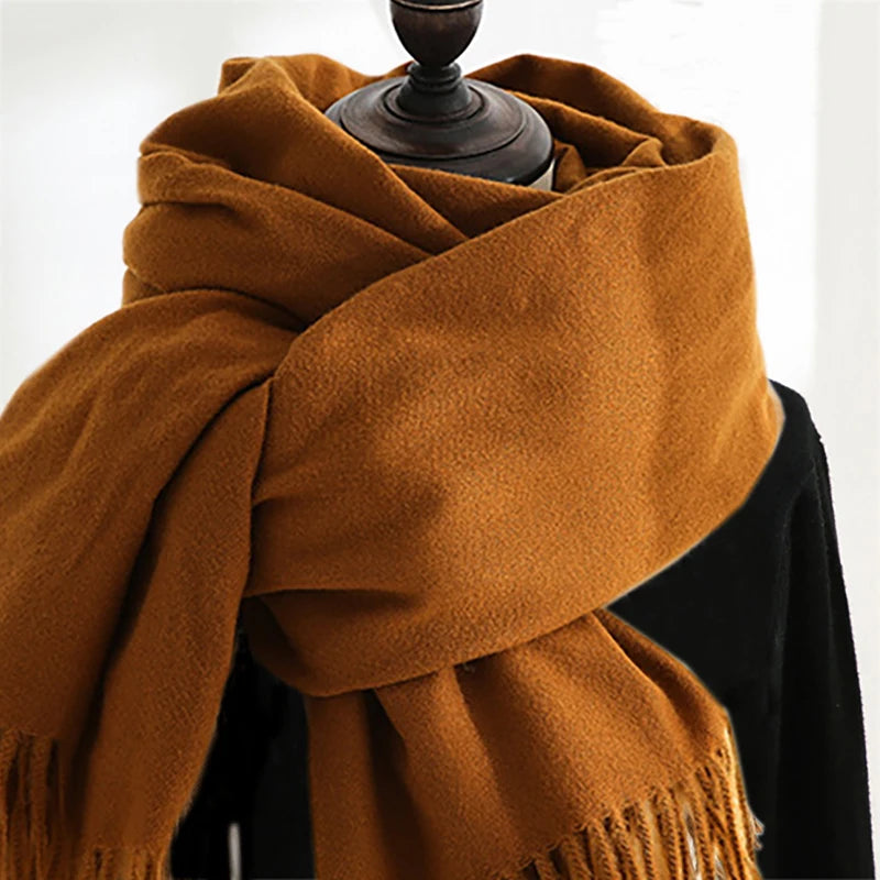 Unisex Cashmere Pashmina Scarf With Tassels
