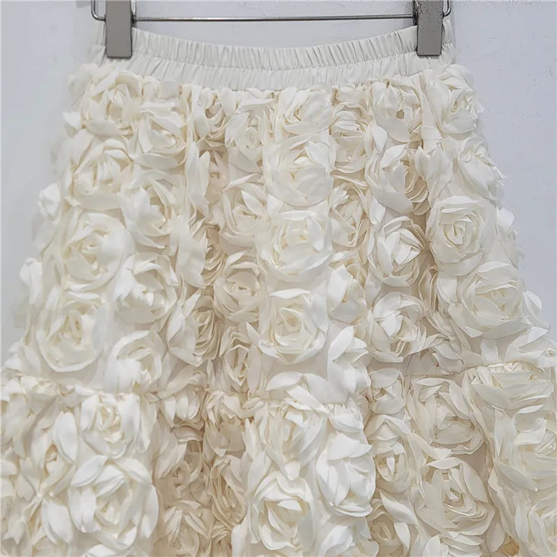 Three Dimensional Rose Long Skirt