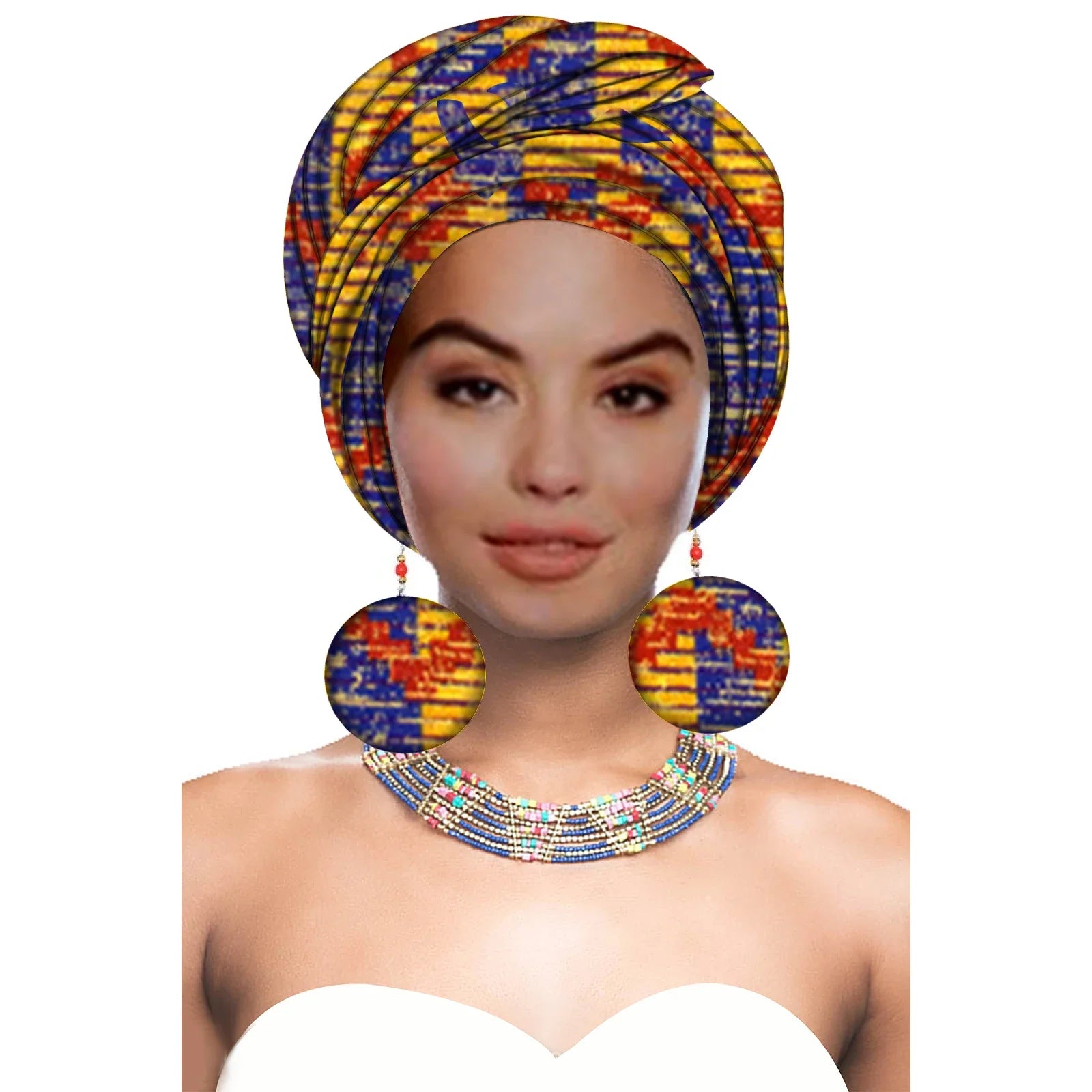 African Headwrap with Matching Earrings