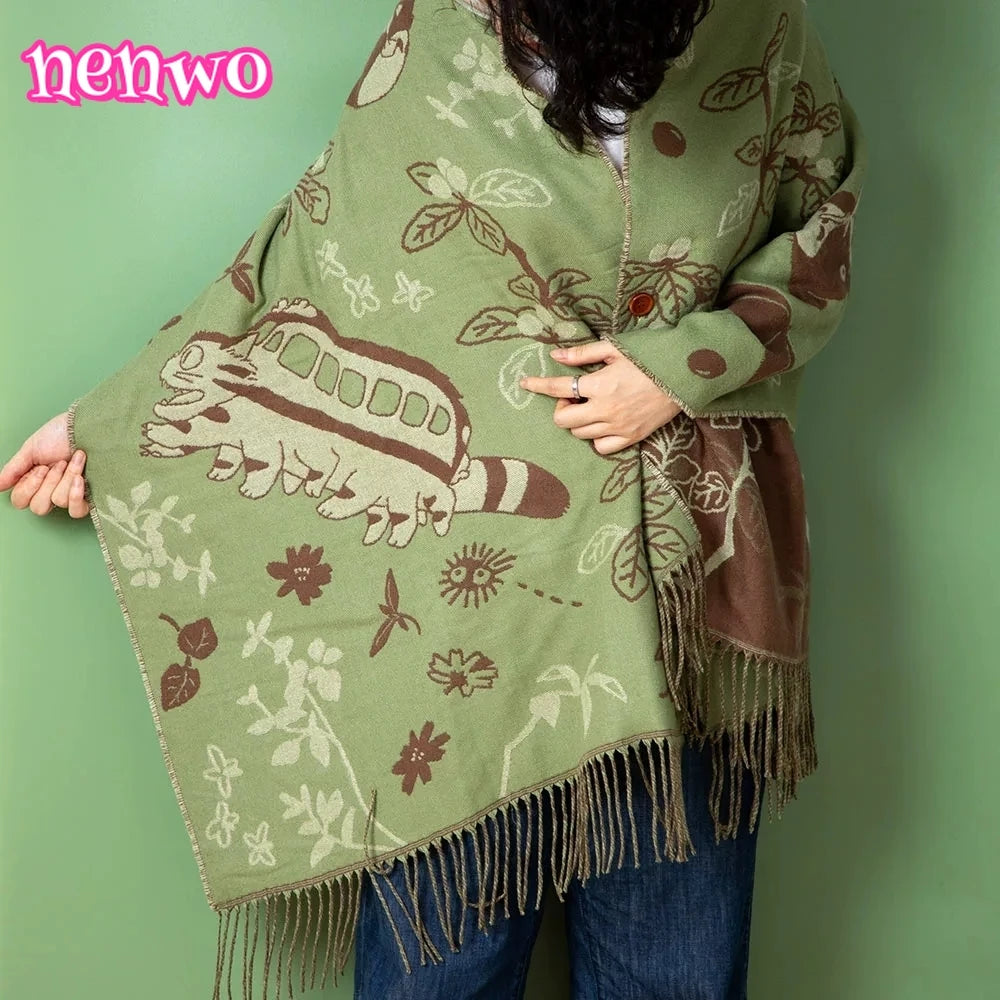 Nenwo Versatile Thick Double-sided Cartoon Scarf/Shawl