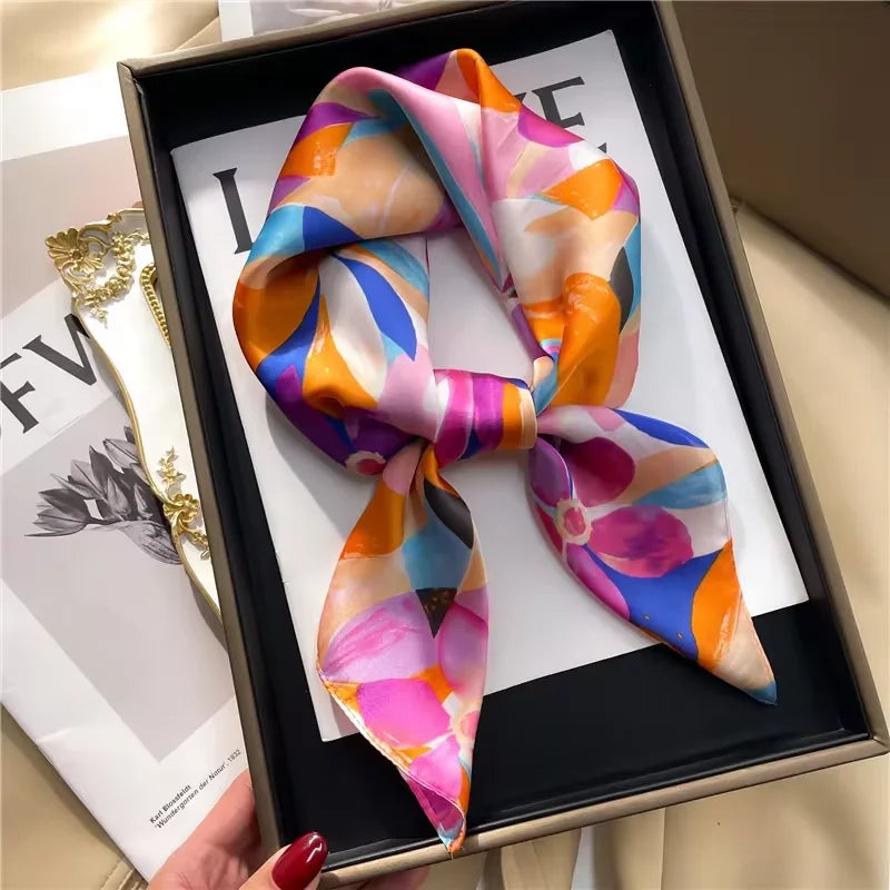 Elegant and Versatile Plant-printed Silk Scarf