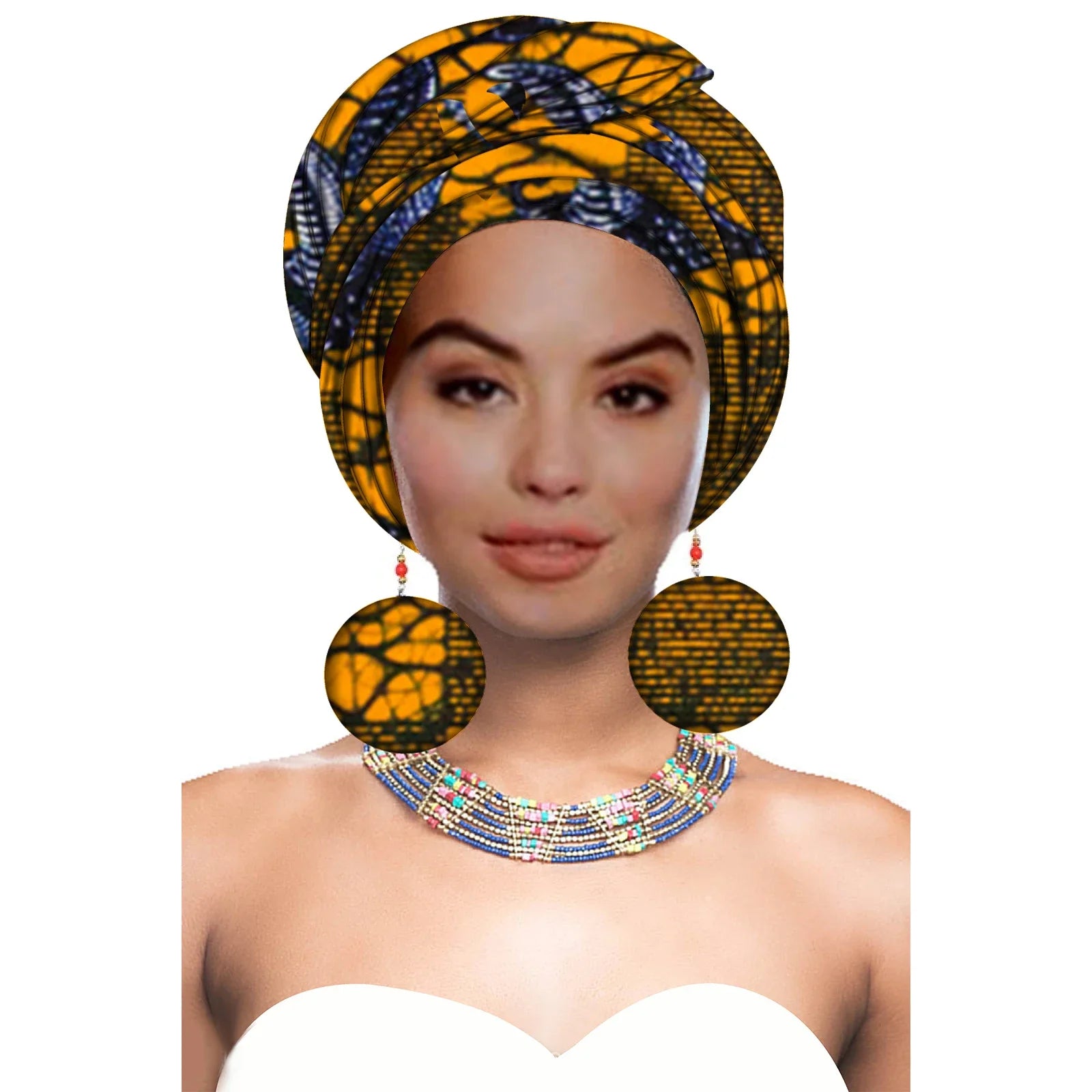 African Headwrap with Matching Earrings