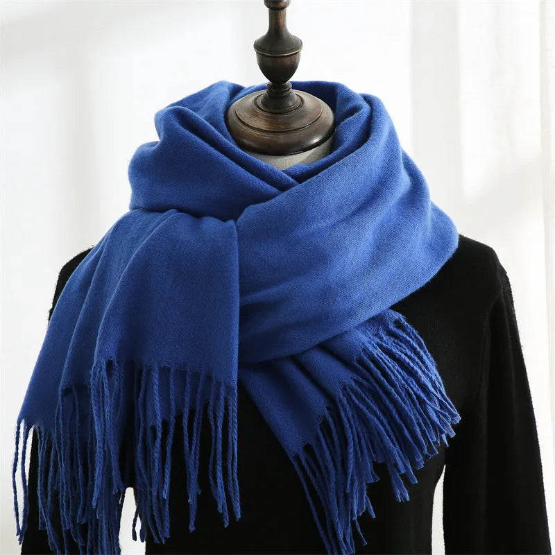 Unisex Cashmere Pashmina Scarf With Tassels