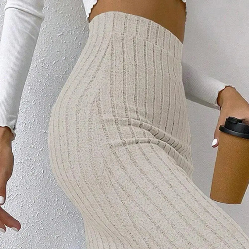 Long Hem Sheath High-Waist Maxi Skirt