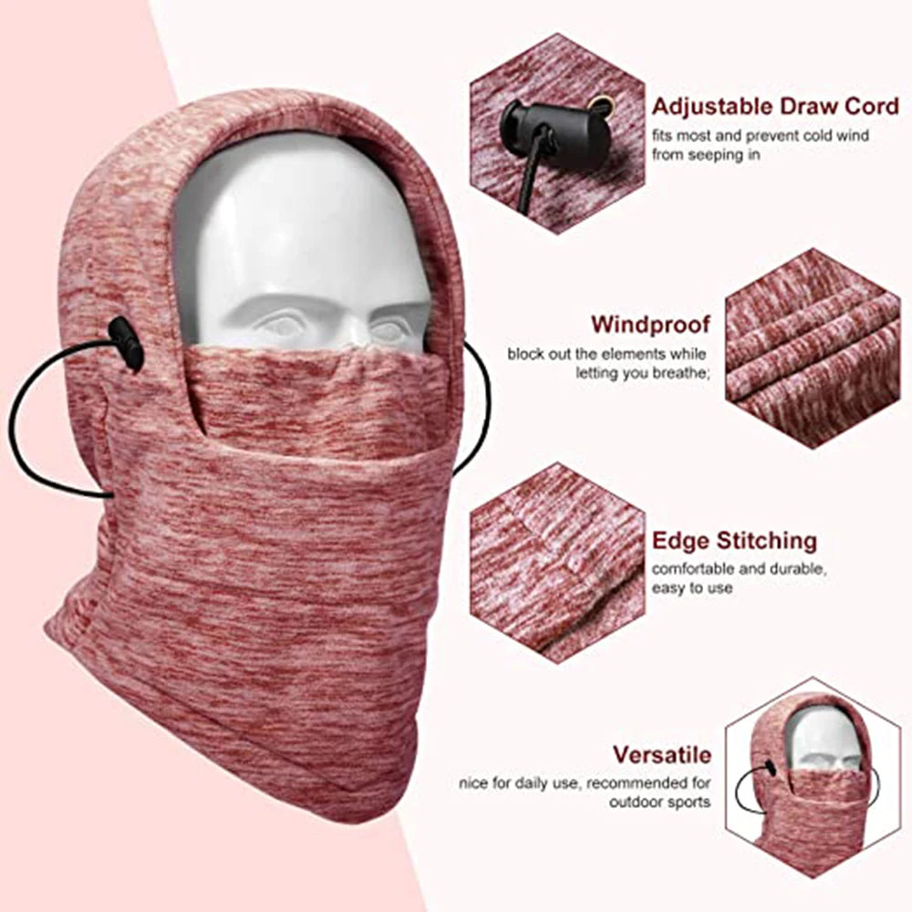 Winter Fleece Windproof Full Face Hooded Scarf