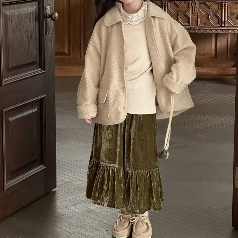 Ruffled Velvet Skirt