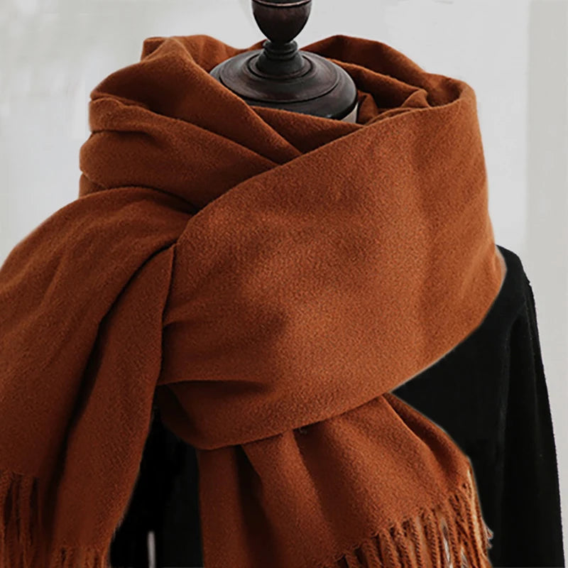 Unisex Cashmere Pashmina Scarf With Tassels