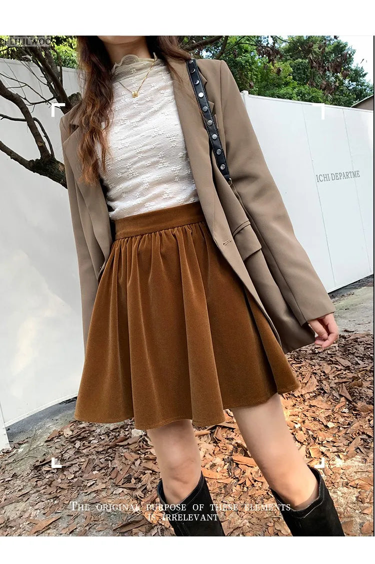 Velvet High-Waist Mini Skirt