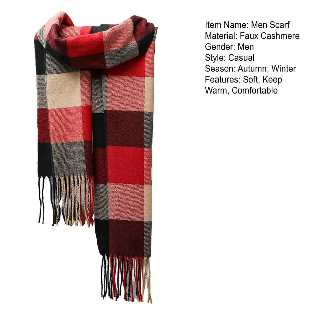 Fringed Plaid Tasseled Cashmere Scarf