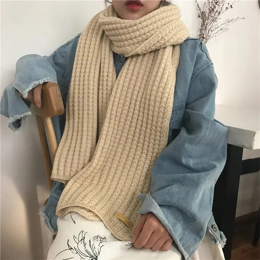 Thick Long Cashmere Knit Scarf