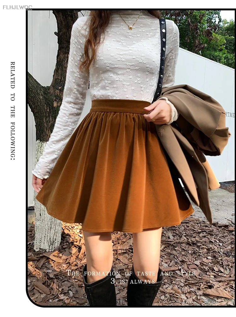 Velvet High-Waist Mini Skirt