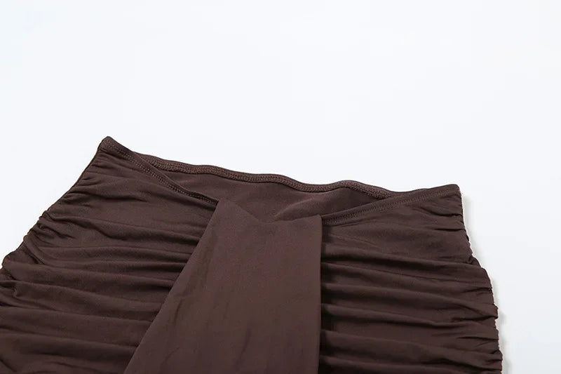 2 Piece-Set Maxi Pleated Skirt Outfit