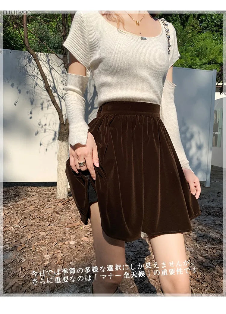 Velvet High-Waist Mini Skirt