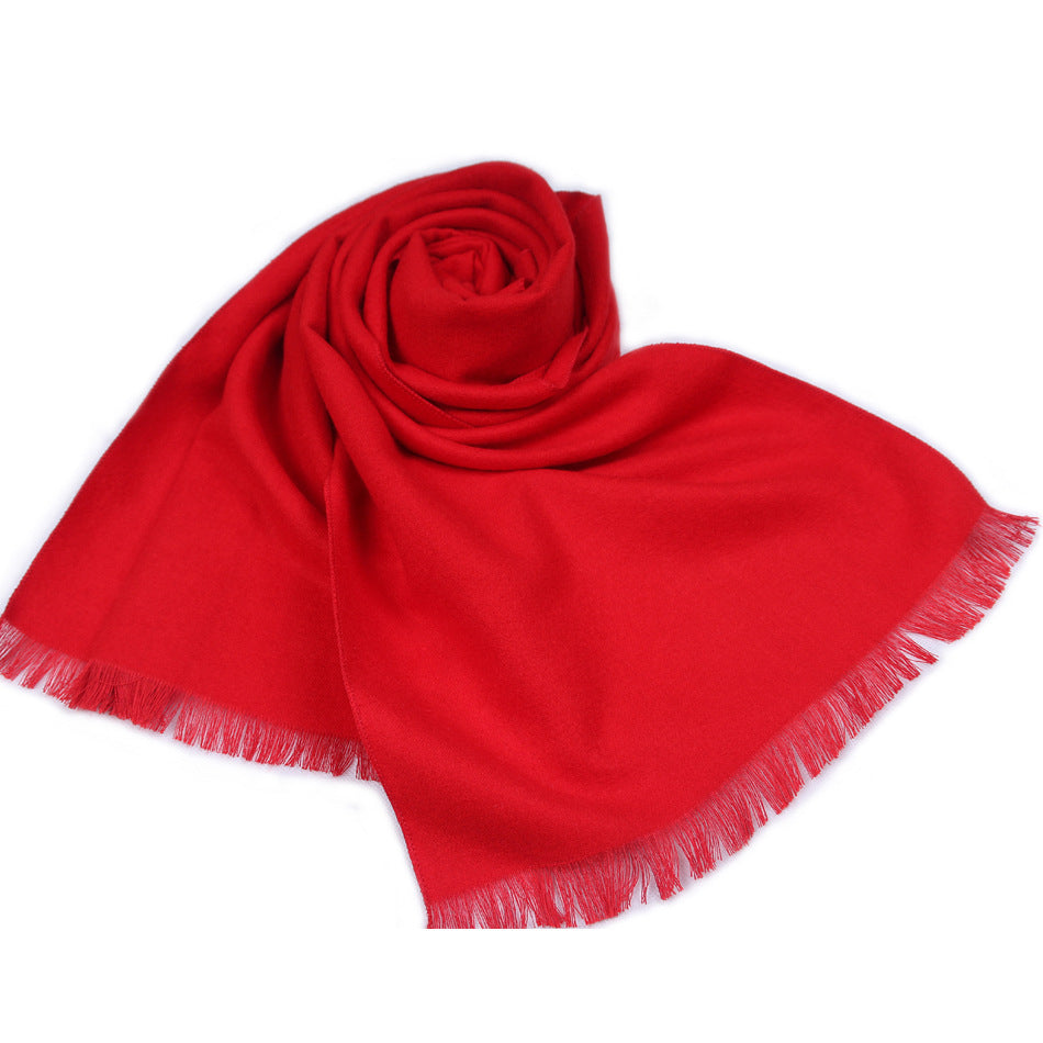 Solid Color Red Luxury Brand Cashmere Scarf