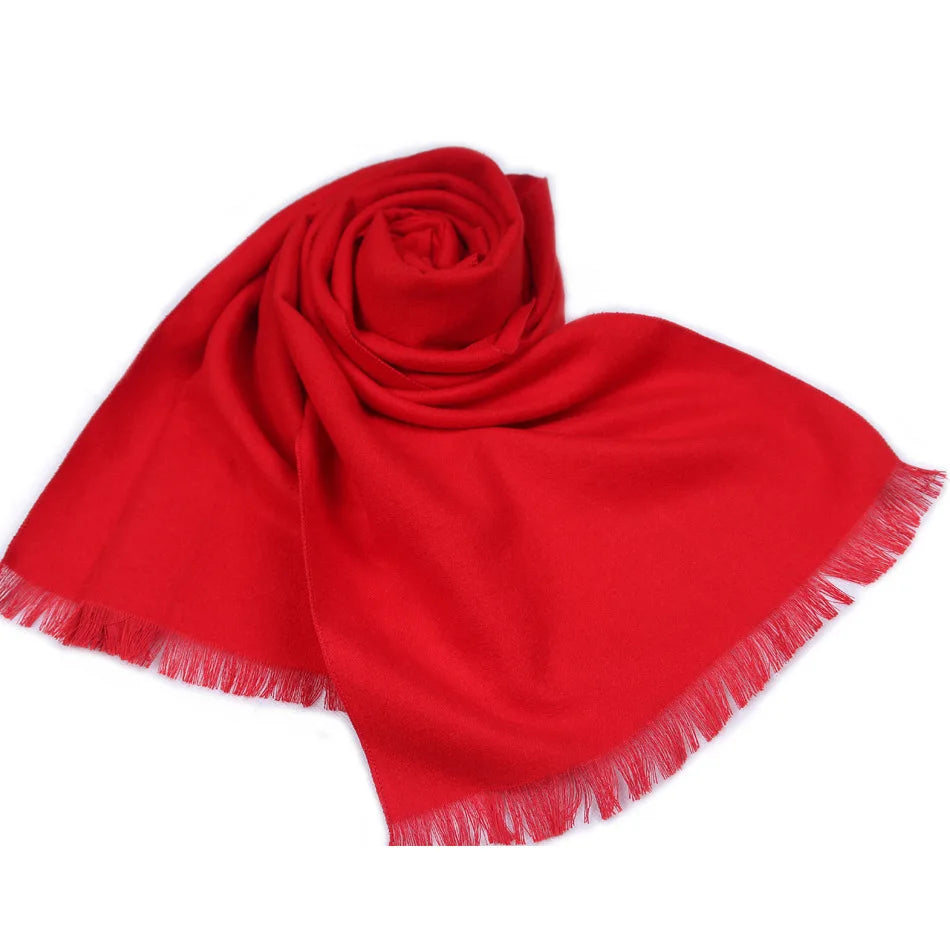 Solid Color Red Luxury Brand Cashmere Scarf