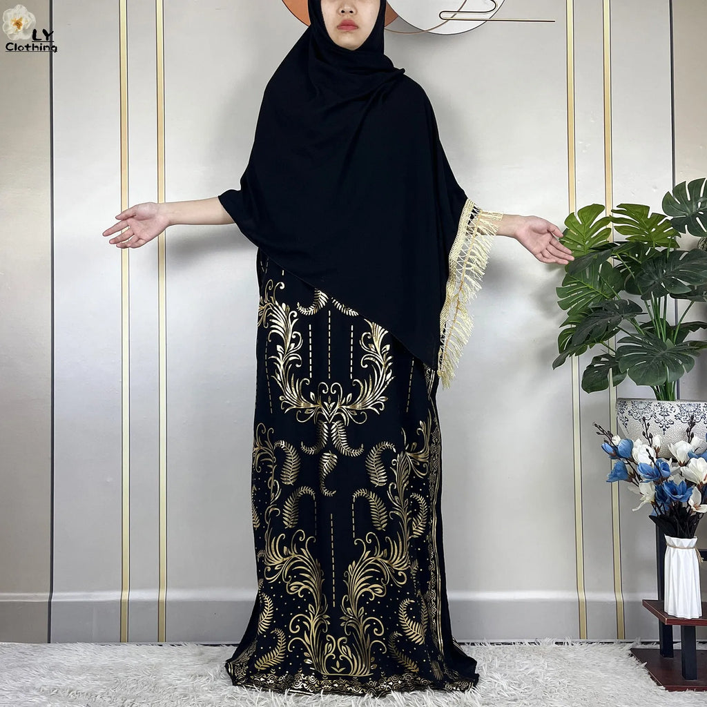 Casual Short Sleeve Soft Cotton Maxi Dress With Scarf