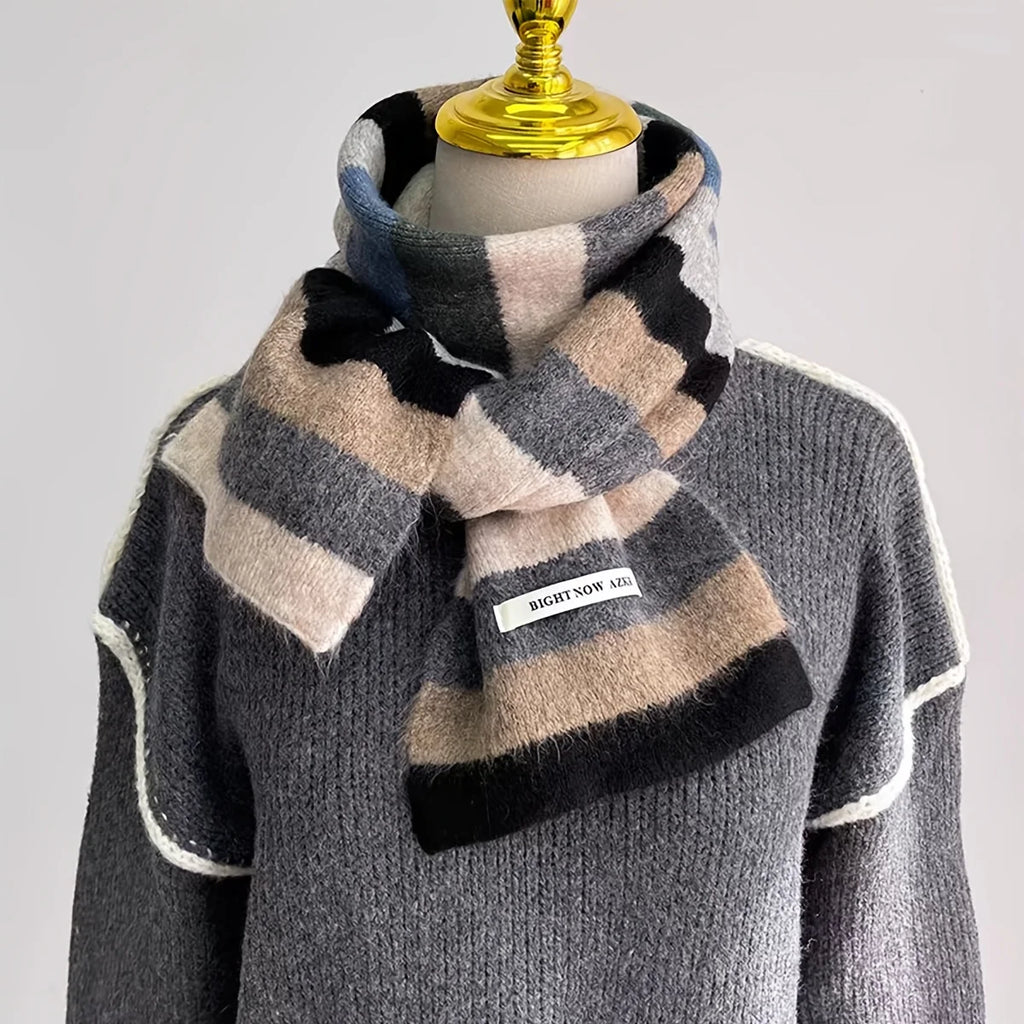 Casual Knitted Striped Scarf - Warm, Breathable & Ear Protection.