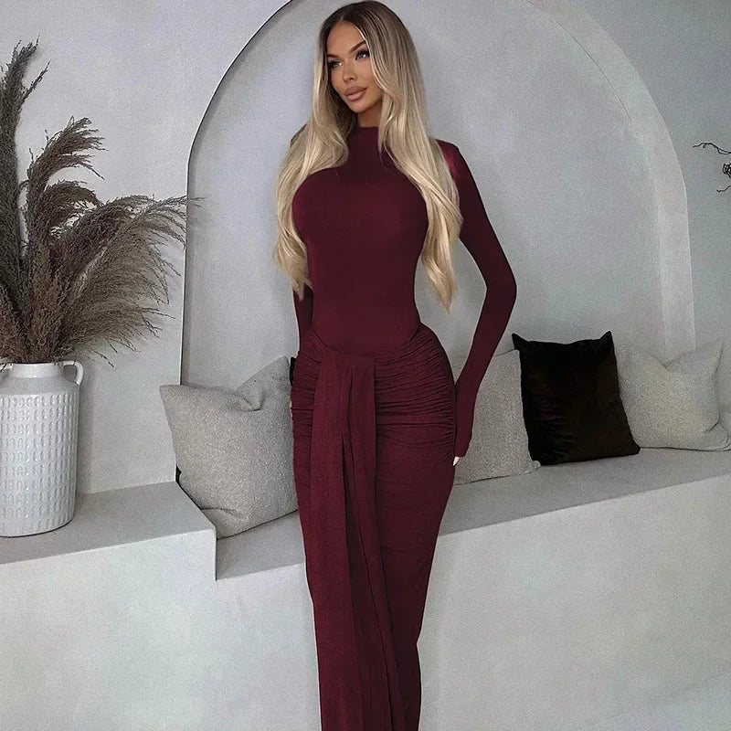 2 Piece-Set Maxi Pleated Skirt Outfit