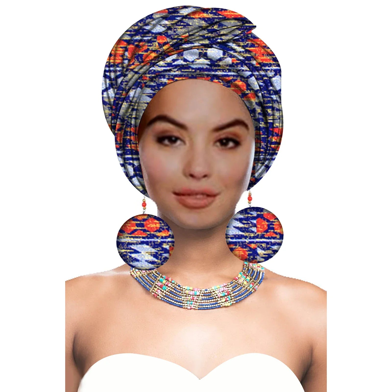 African Headwrap with Matching Earrings