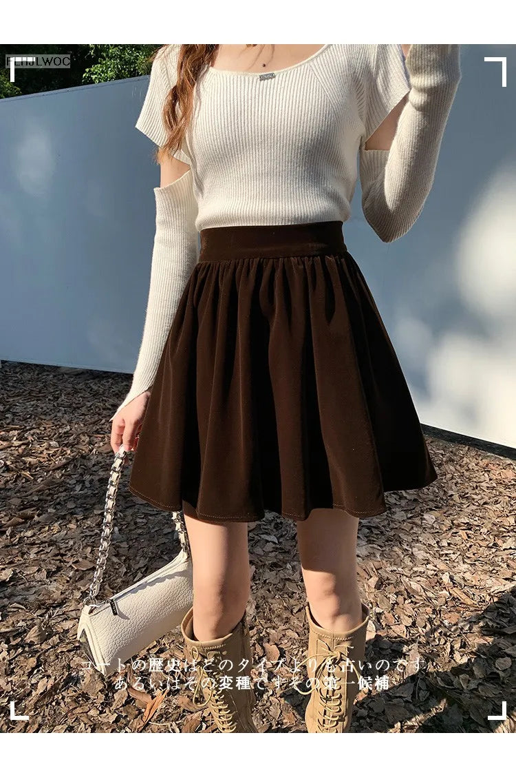 Velvet High-Waist Mini Skirt