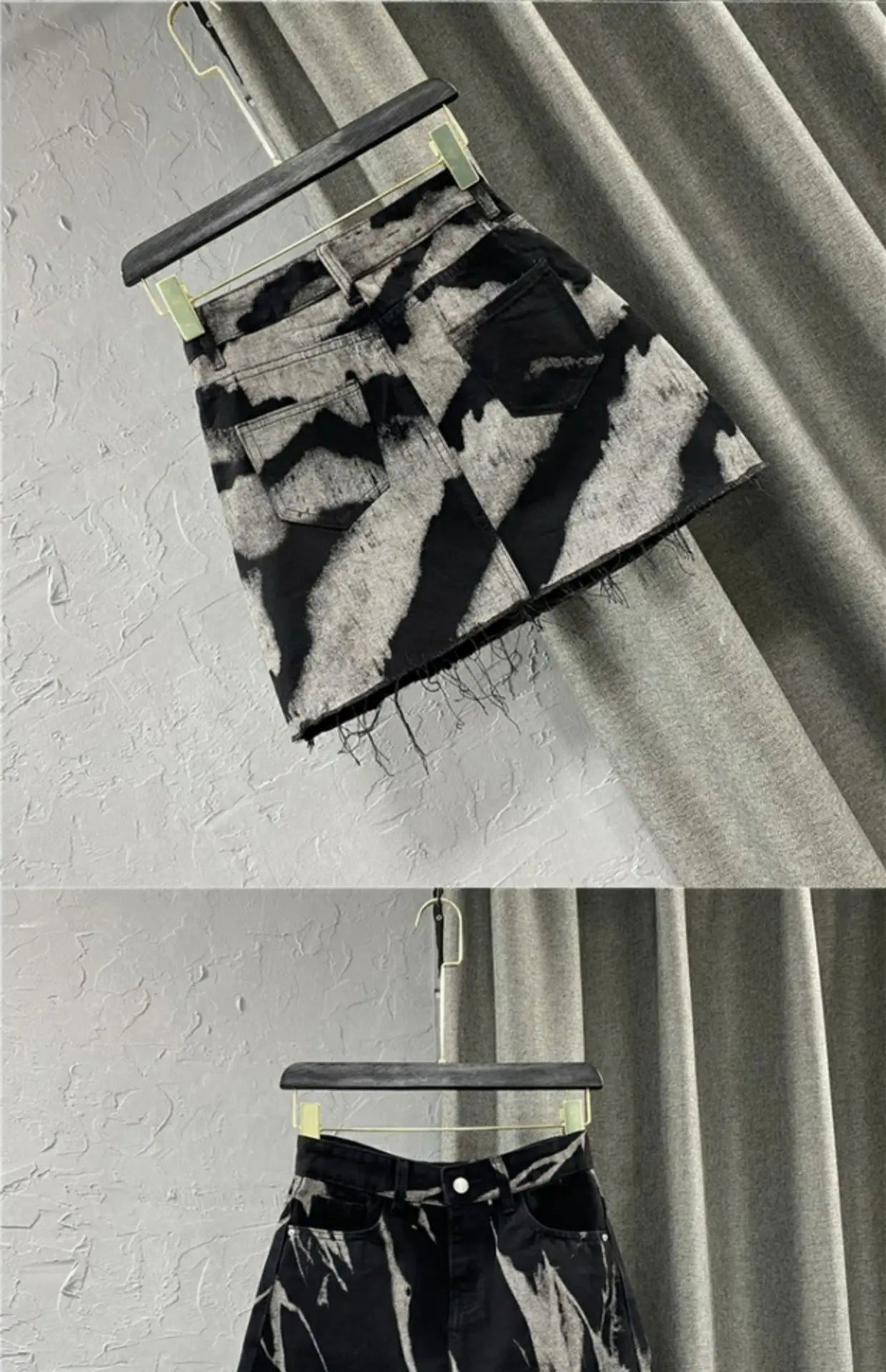 High Waist Slim Denim Skirt with Raw Edges