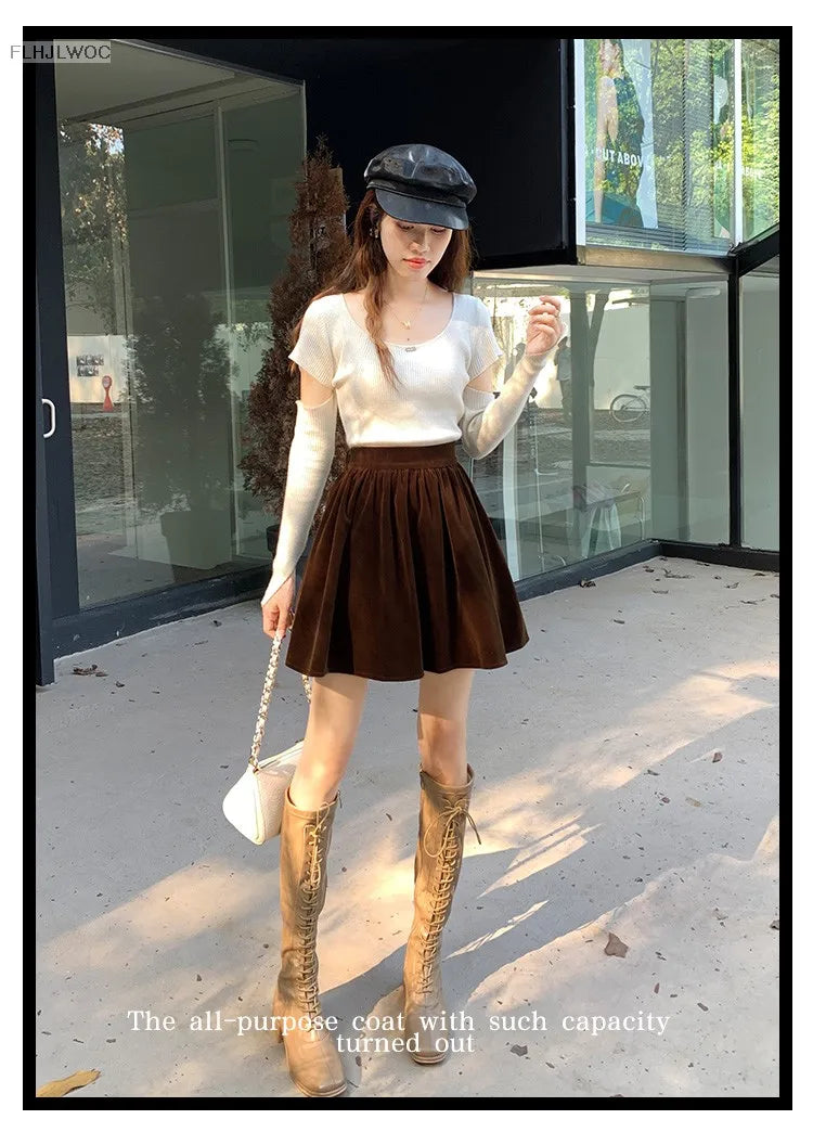 Velvet High-Waist Mini Skirt