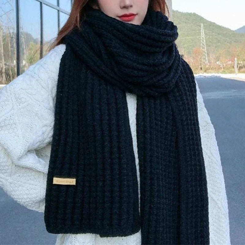 Thick Long Cashmere Knit Scarf