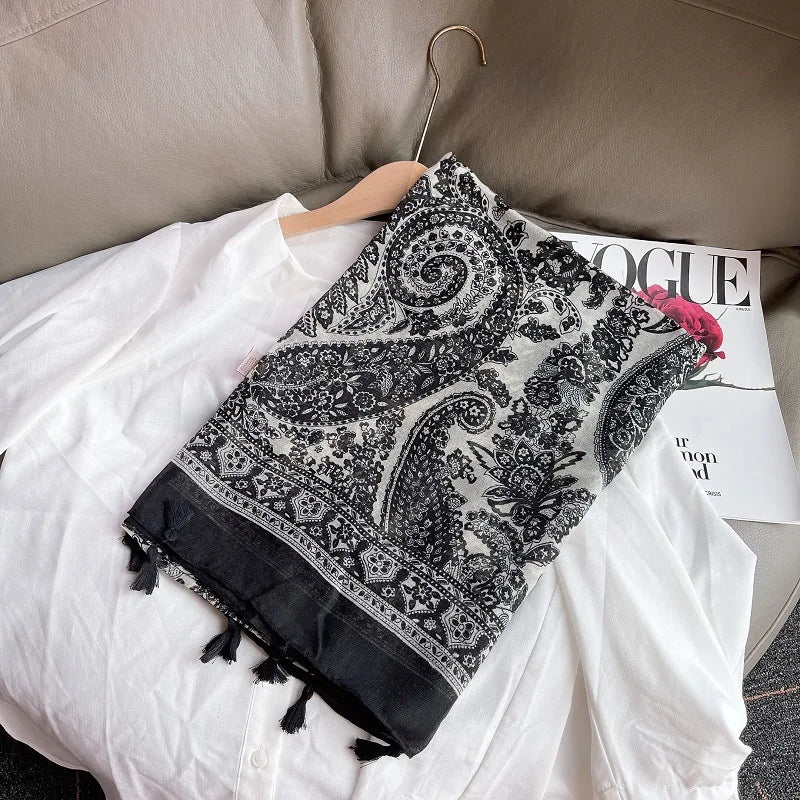 Women's Bohemia Hijab Tassel Foulard Pashmina Headscarf