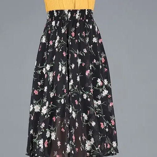 Floral Chiffon Midi Skirt