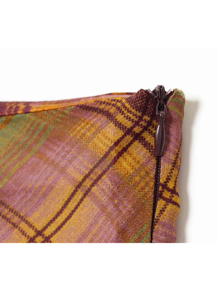 Checkered High Waist Floor Length Skirt