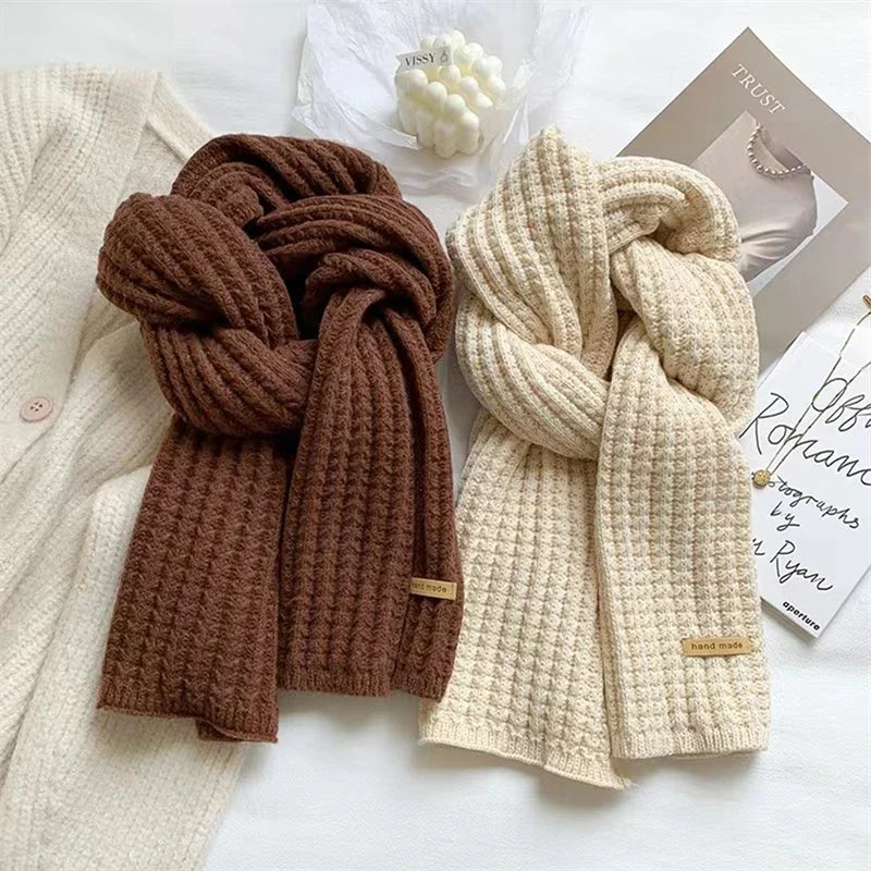 Thick Long Cashmere Knit Scarf