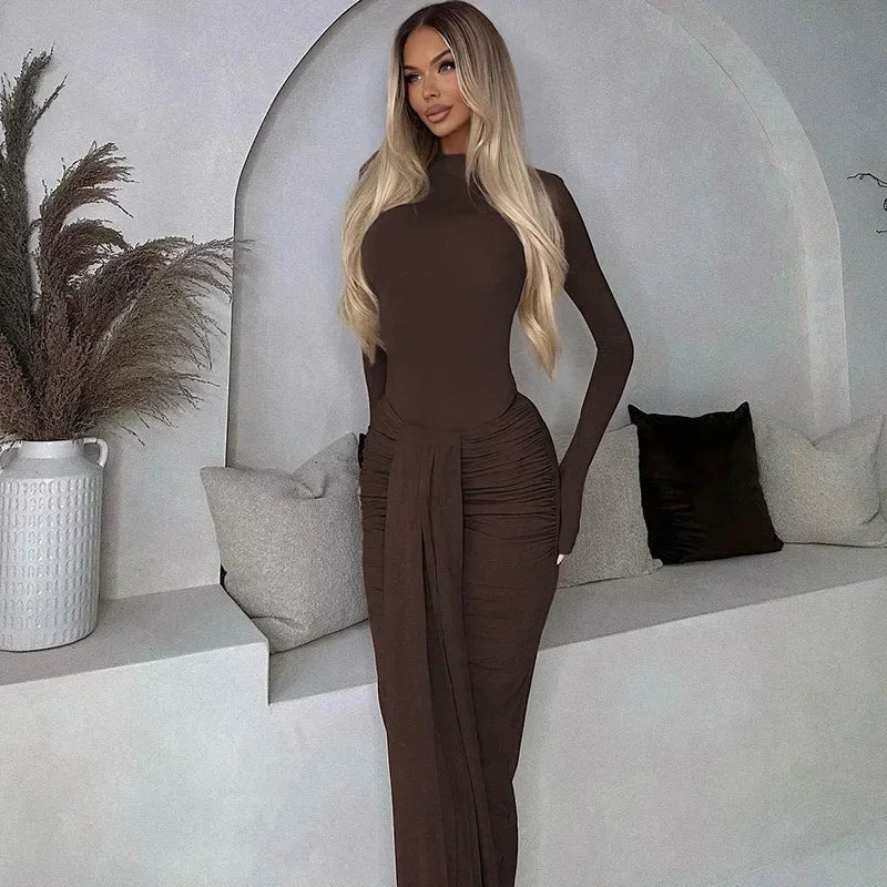 2 Piece-Set Maxi Pleated Skirt Outfit