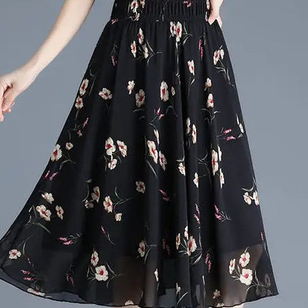Floral Chiffon Midi Skirt