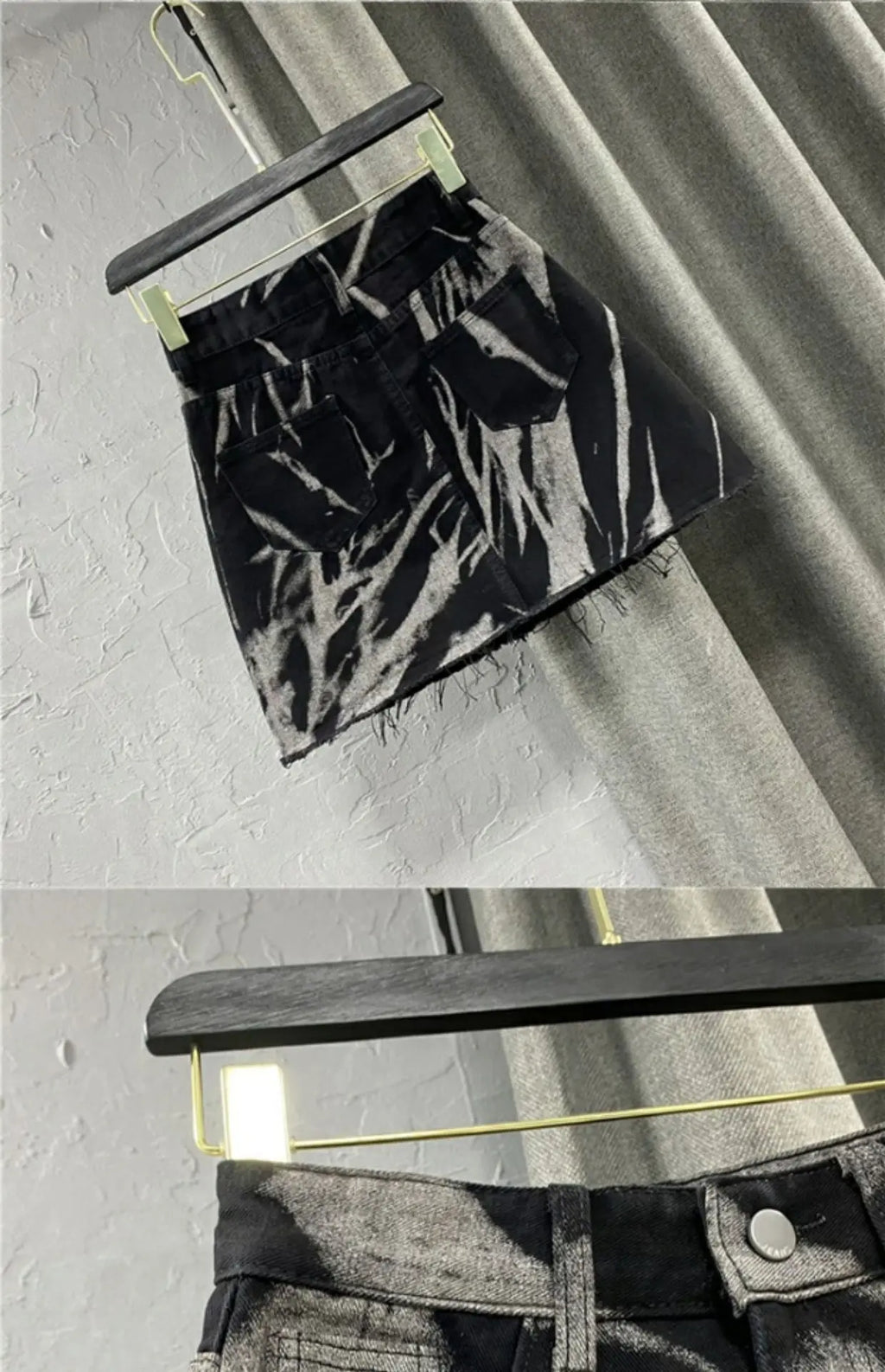 High Waist Slim Denim Skirt with Raw Edges