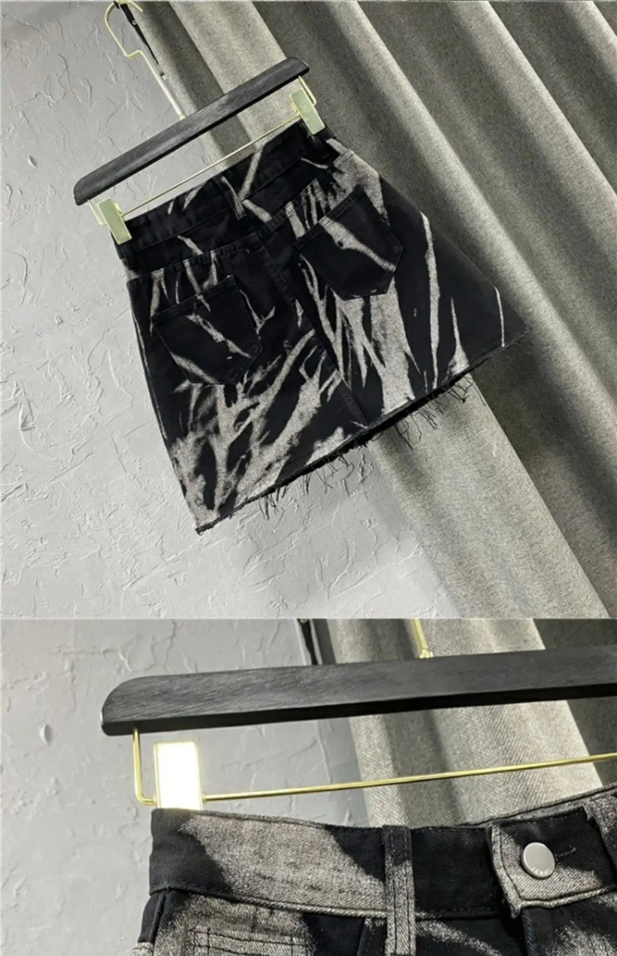 High Waist Slim Denim Skirt with Raw Edges